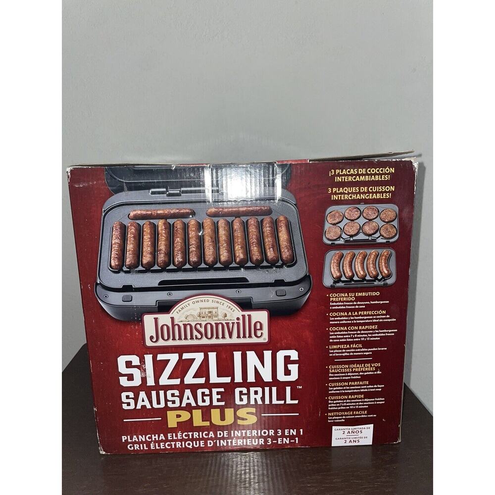 Johnsonville Sizzling Sausage Grill Plus BTG-500 Indoor Electric Grill - New